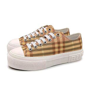 Burberry Women's Jack Check Low-Top Platform Sneakers Teacup IP Check EU36 81075